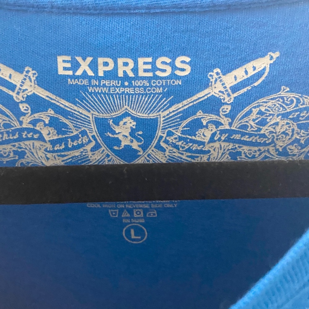 new Express ★ Flocked Graphic Night Tee ★ Cerulean - Picture 9 of 11